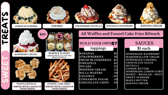 Sweet Treats Menu | Liege Love Waffle Co. | The Greater Ozarks